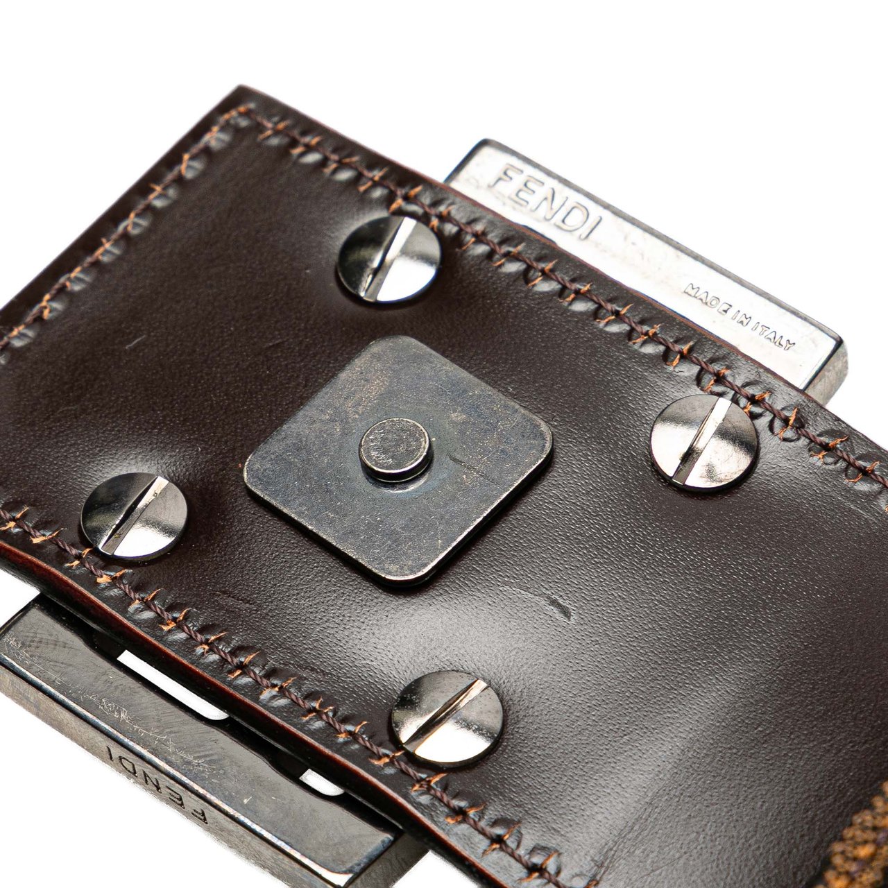 Fendi Zucca Canvas Shoulder Bag Bruin