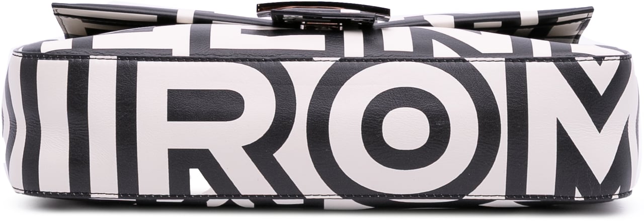 Fendi Marc Jacobs Nappa Vitello King Logo Print Baguette Phone Pouch Satchel Wit