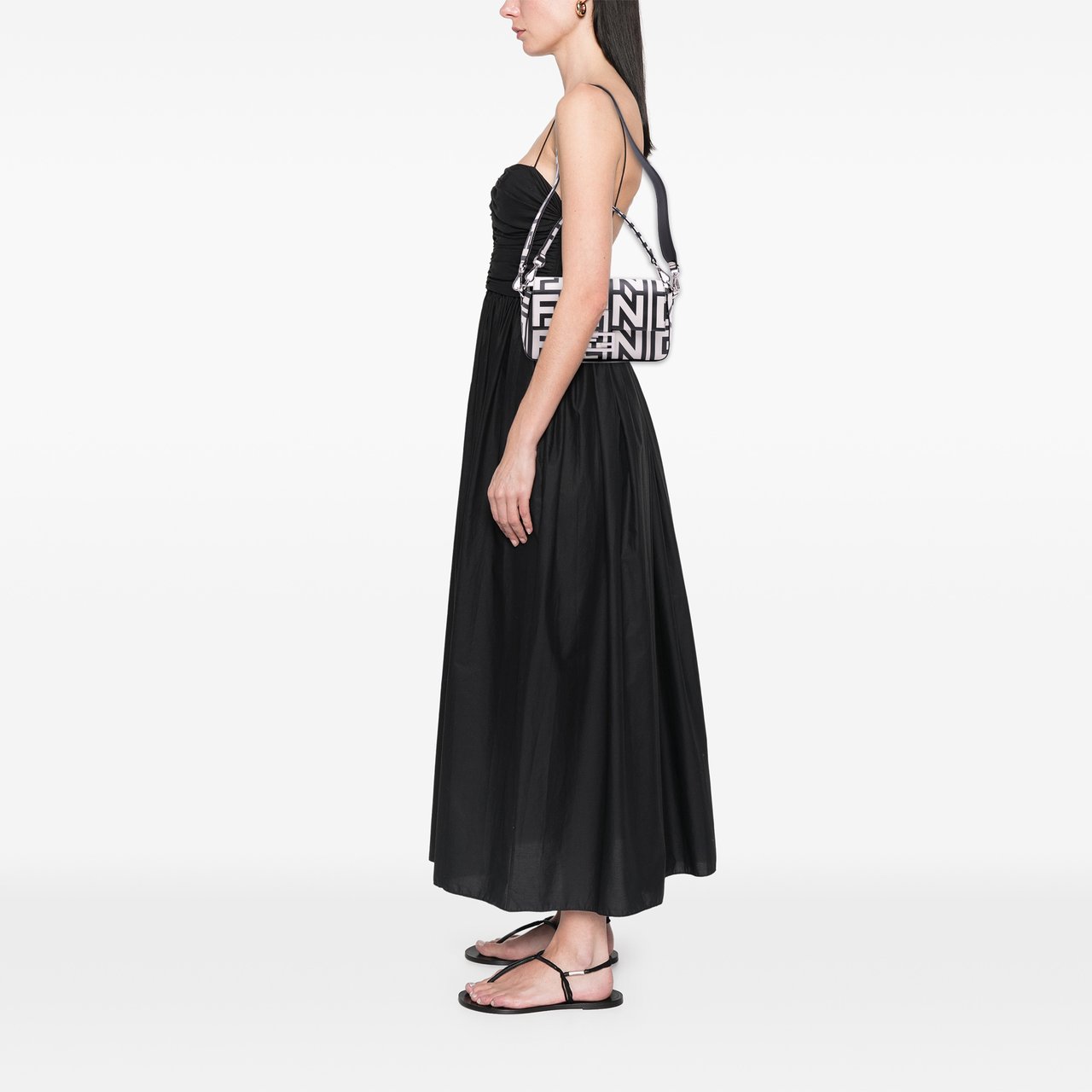 Fendi Marc Jacobs Nappa Vitello King Logo Print Baguette Phone Pouch Satchel Wit