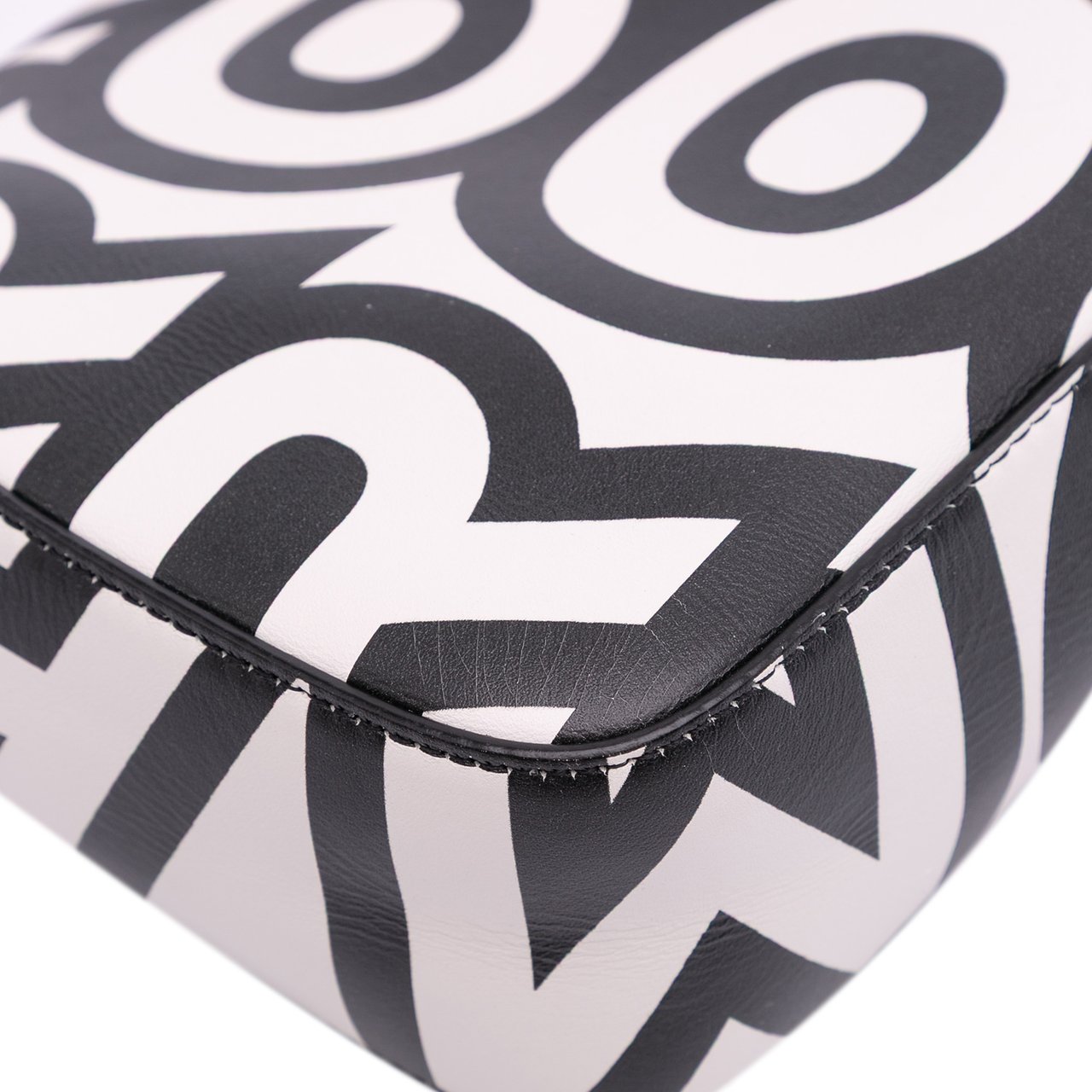 Fendi Marc Jacobs Nappa Vitello King Logo Print Baguette Phone Pouch Satchel Wit