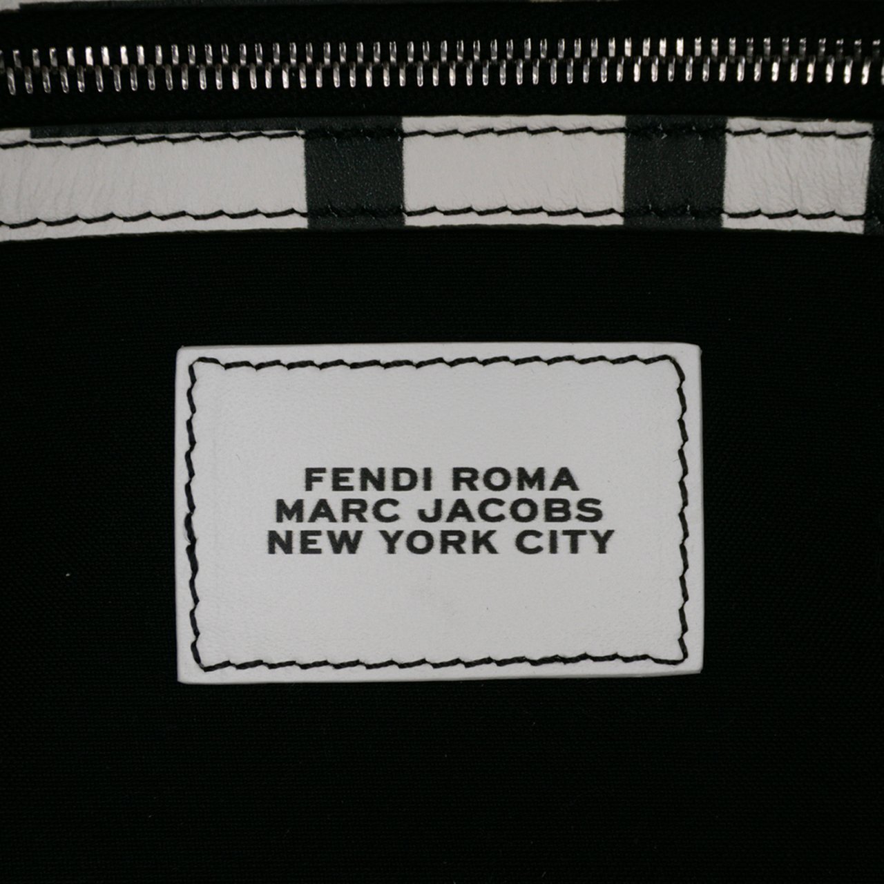 Fendi Marc Jacobs Nappa Vitello King Logo Print Baguette Phone Pouch Satchel Wit