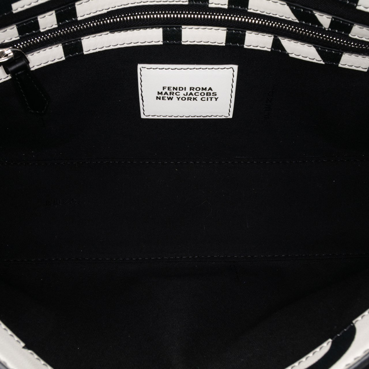 Fendi Marc Jacobs Nappa Vitello King Logo Print Baguette Phone Pouch Satchel Wit