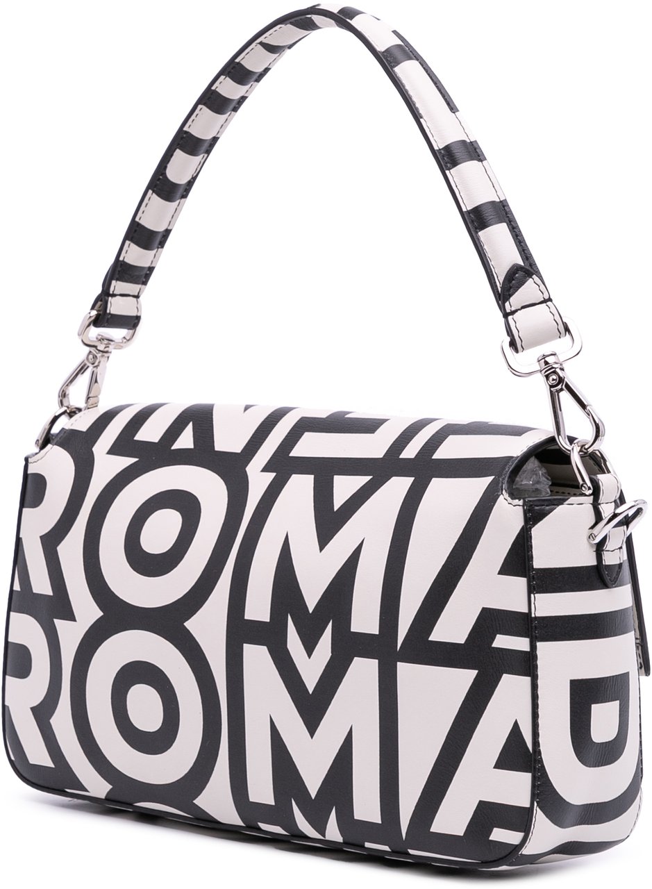 Fendi Marc Jacobs Nappa Vitello King Logo Print Baguette Phone Pouch Satchel Wit