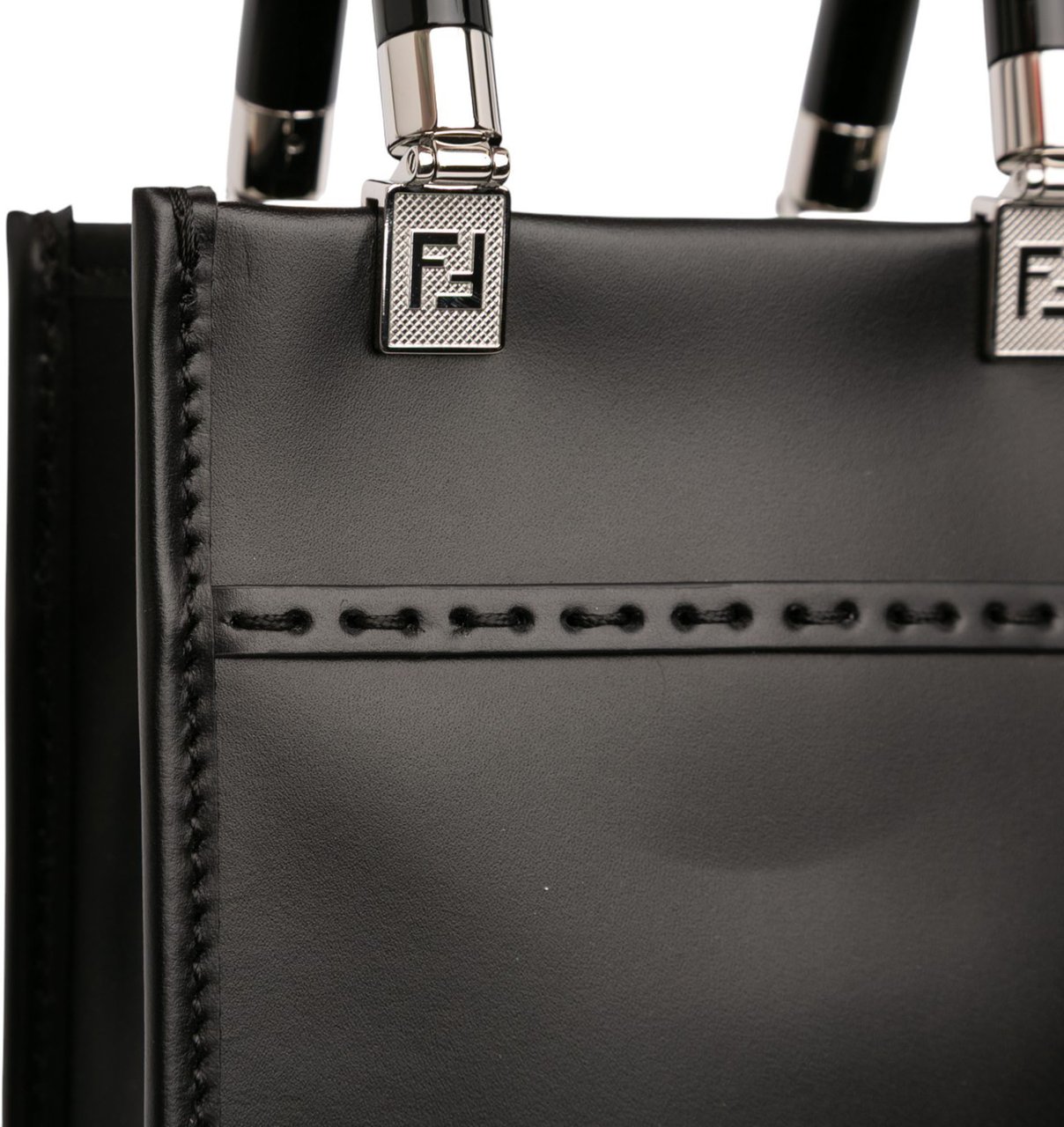 Fendi Mini Leather Sunshine Shopper Tote Zwart