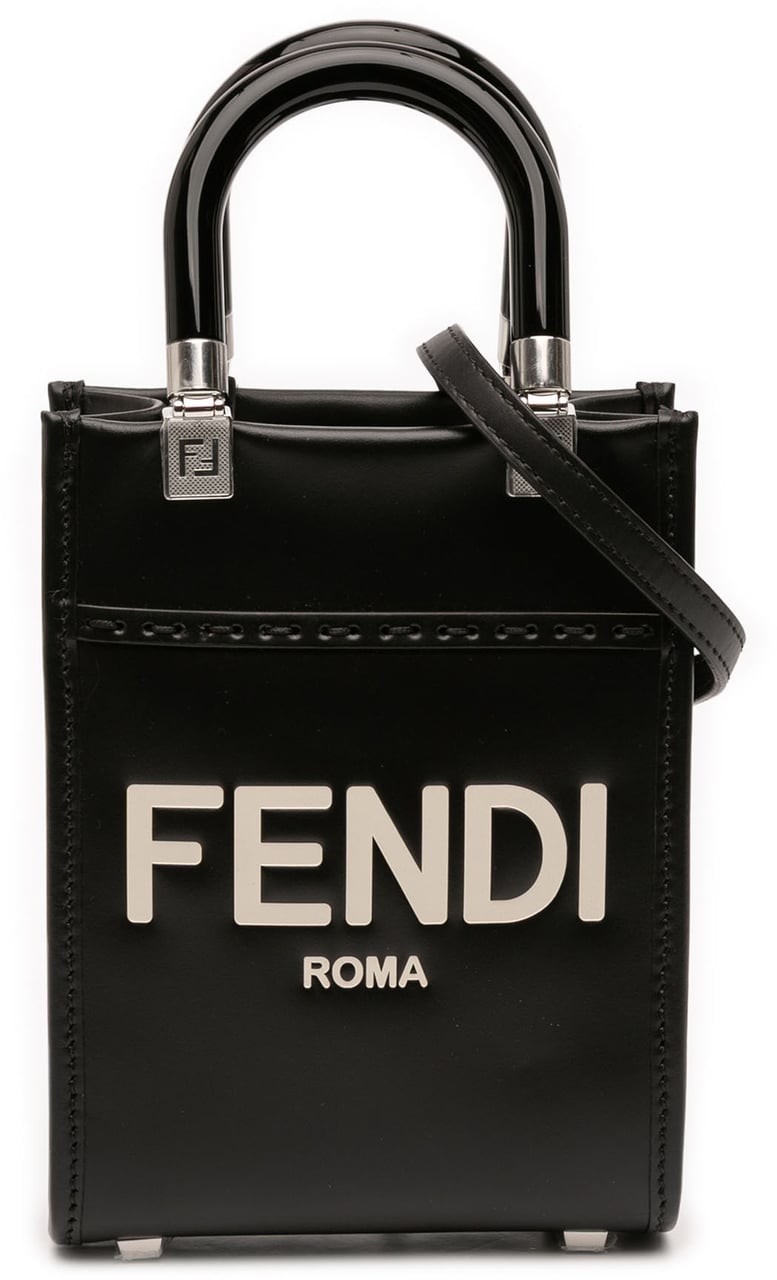 Fendi Mini Leather Sunshine Shopper Tote Zwart