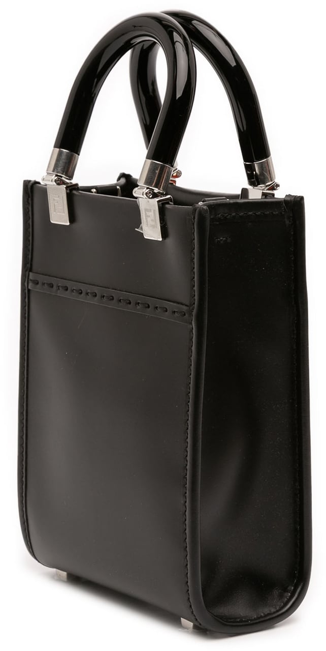 Fendi Mini Leather Sunshine Shopper Tote Zwart
