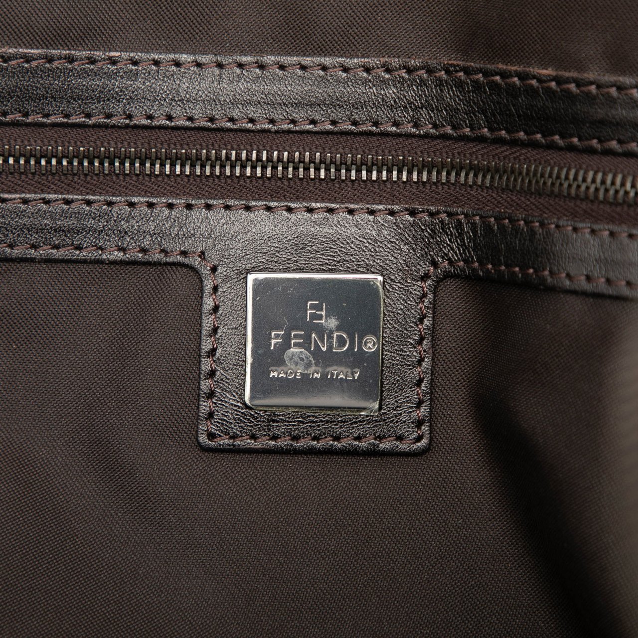 Fendi Zucchino Canvas Shoulder Bag Bruin