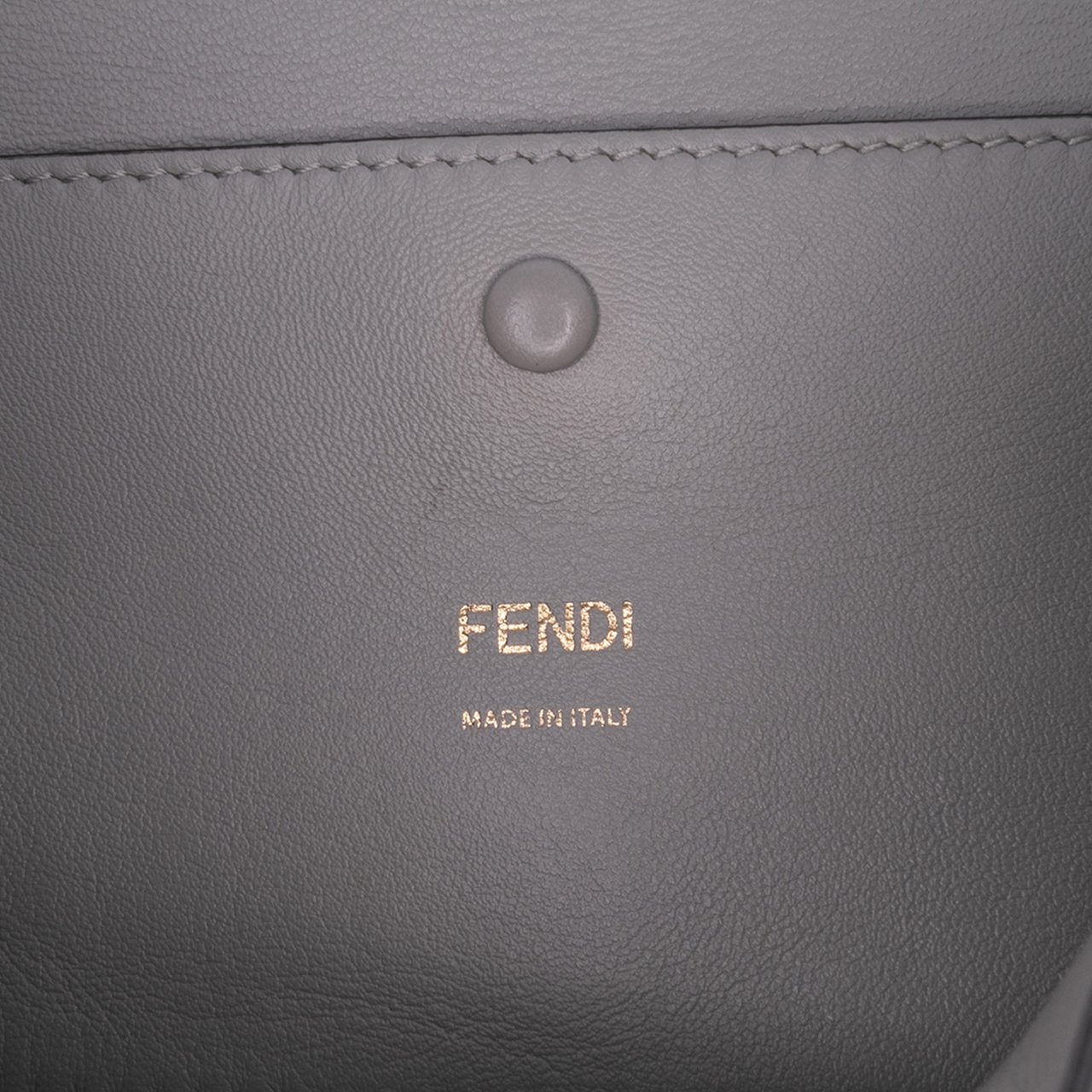 Fendi Embroidered Lace Leather Baguette Chain Grijs