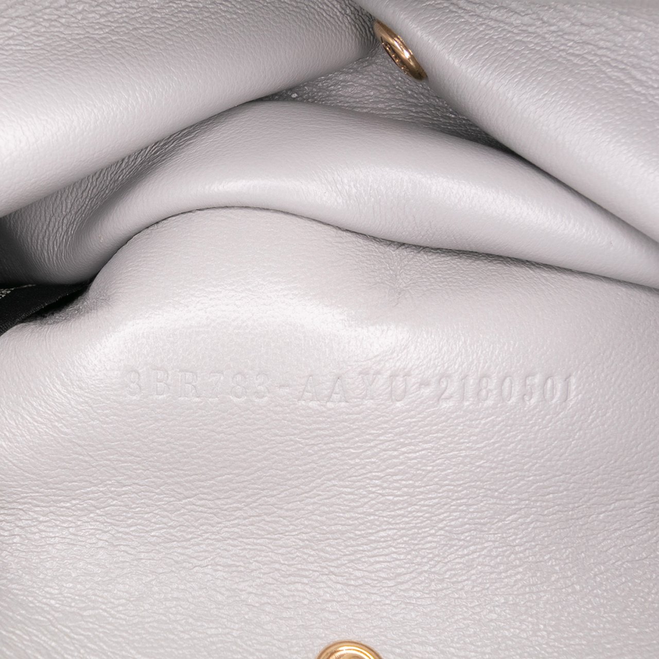 Fendi Embroidered Lace Leather Baguette Chain Grijs