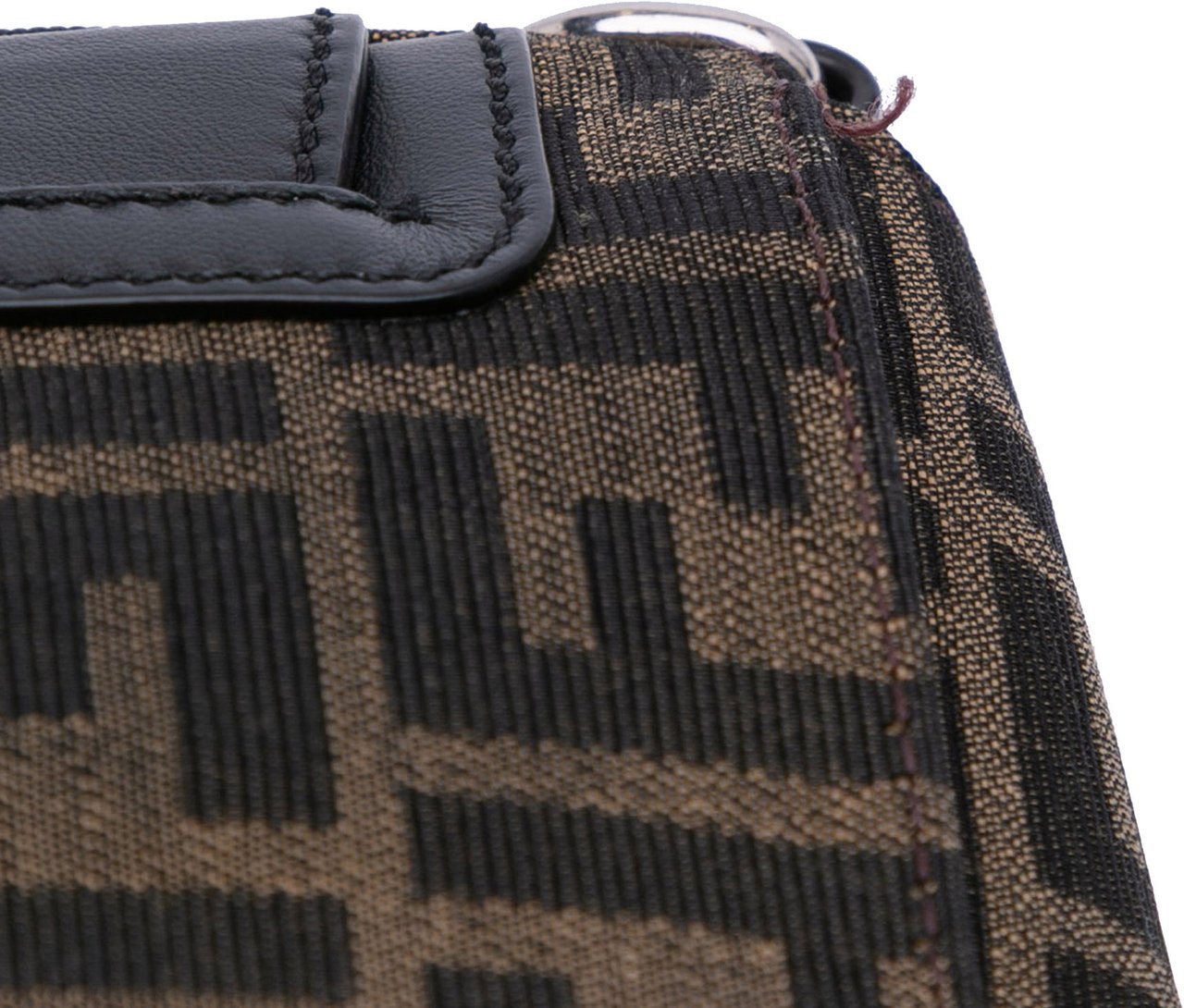 Fendi Zucca Canvas Convertible Baguette Satchel Bruin