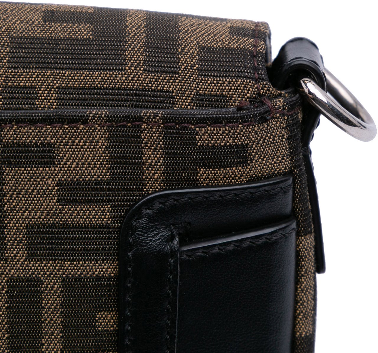 Fendi Zucca Canvas Convertible Baguette Satchel Bruin