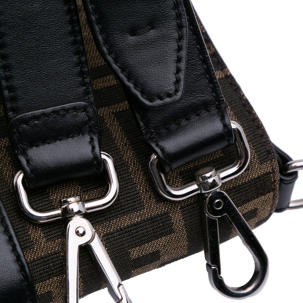 Fendi Zucca Canvas Convertible Baguette Satchel Bruin