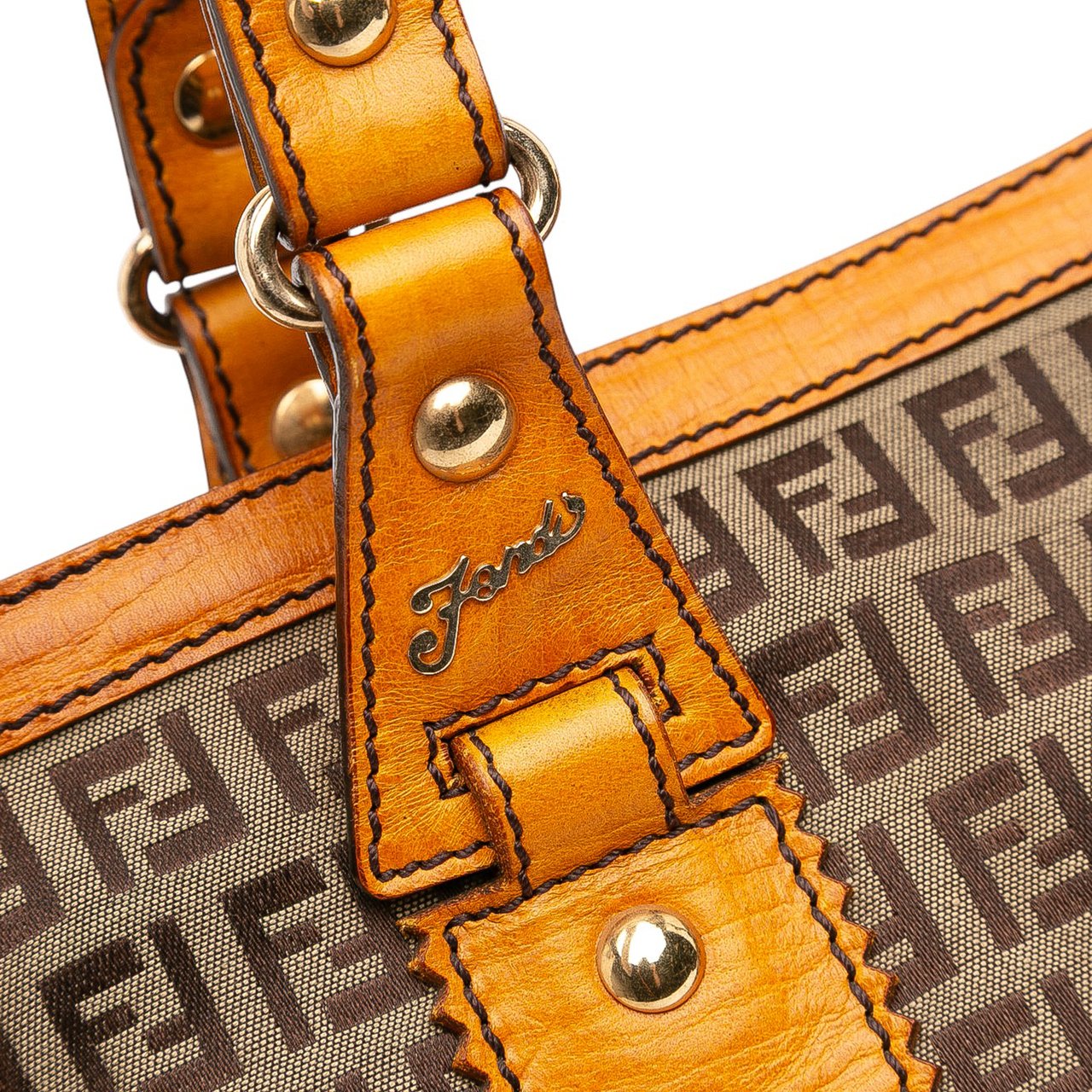 Fendi Zucchino Canvas Tote Bruin