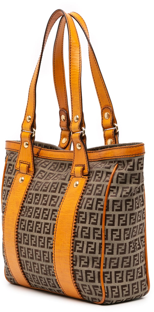 Fendi Zucchino Canvas Tote Bruin