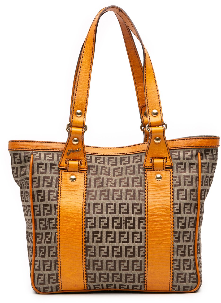 Fendi Zucchino Canvas Tote Bruin