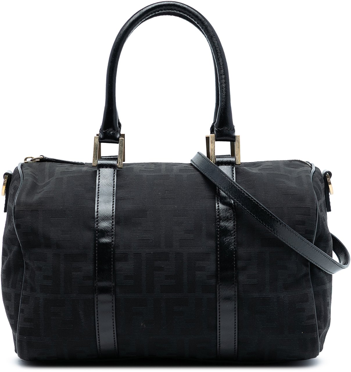 Fendi Zucca Canvas Boston Bag Zwart