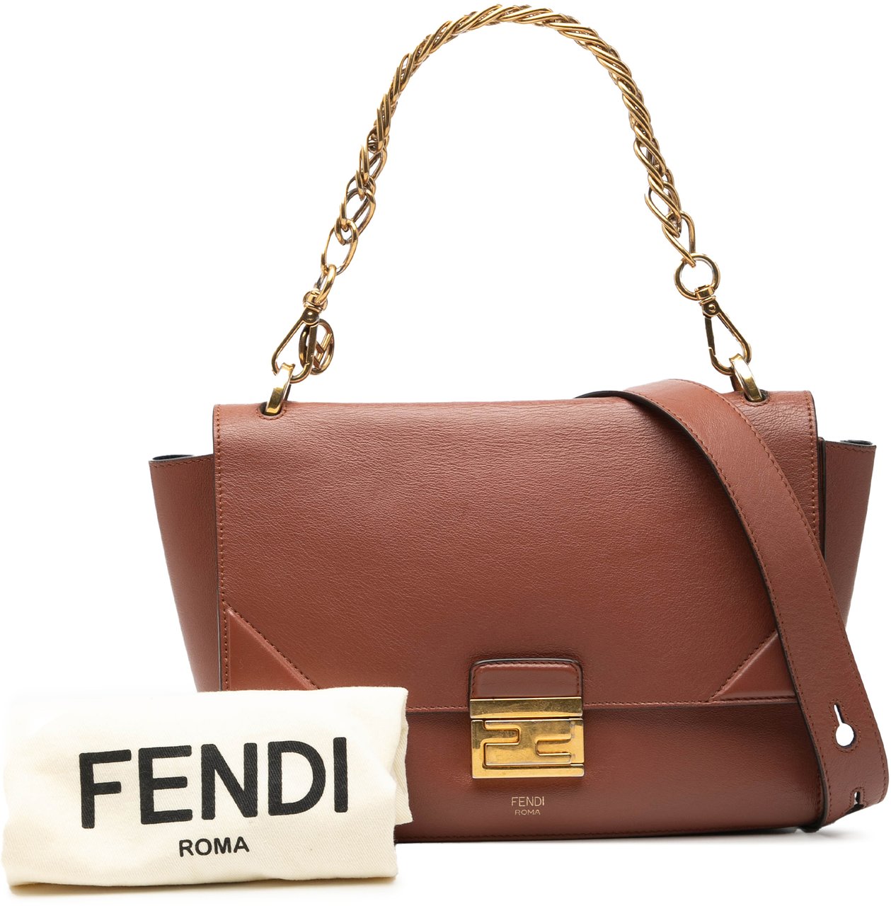 Fendi Calfskin Kan U Satchel Bruin