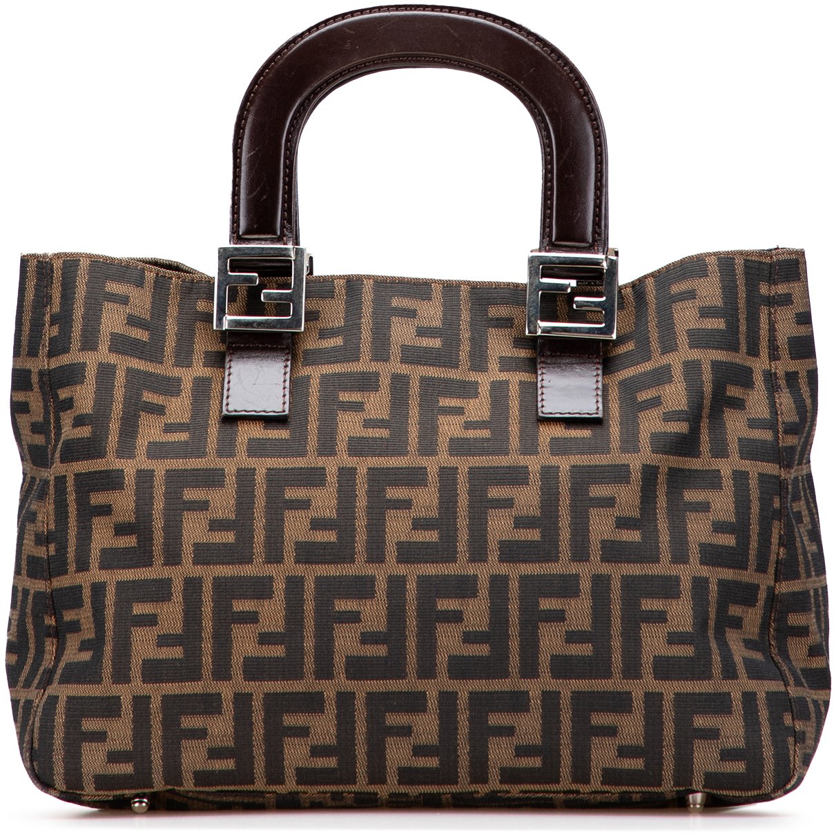 Fendi Small Zucca Canvas Twins Tote Bruin