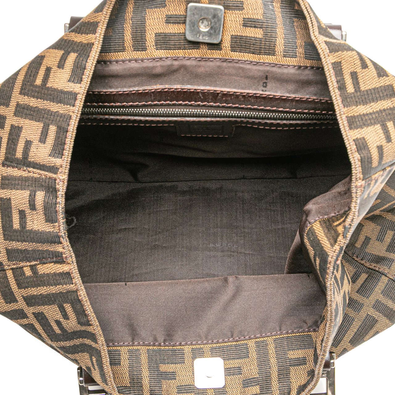 Fendi Small Zucca Canvas Twins Tote Bruin