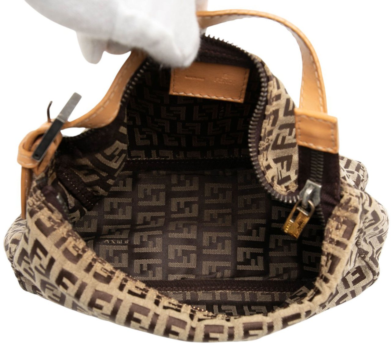 Fendi Zucchino Canvas Handbag Bruin