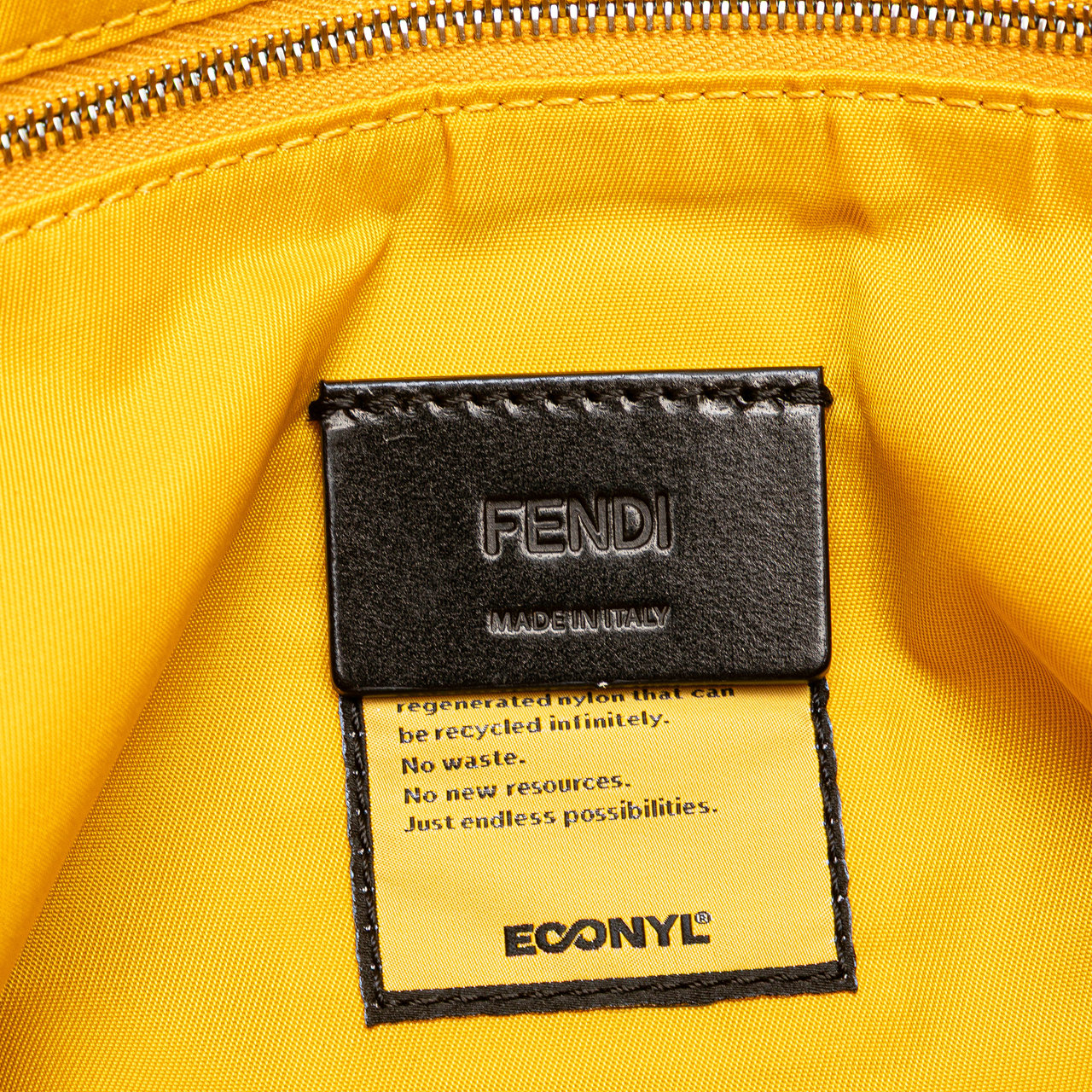 Fendi Large Econyl Nylon Baguette Satchel Geel
