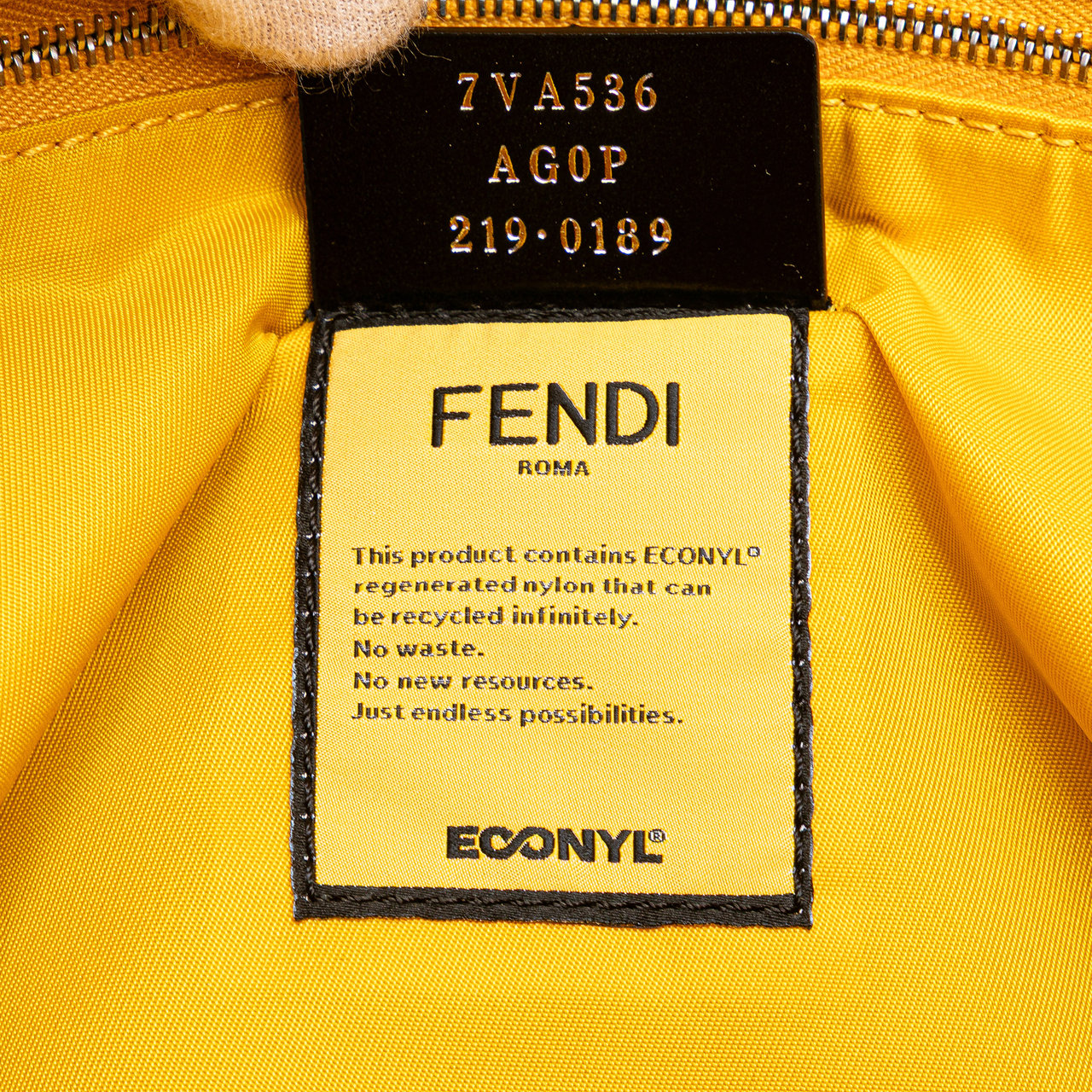 Fendi Large Econyl Nylon Baguette Satchel Geel