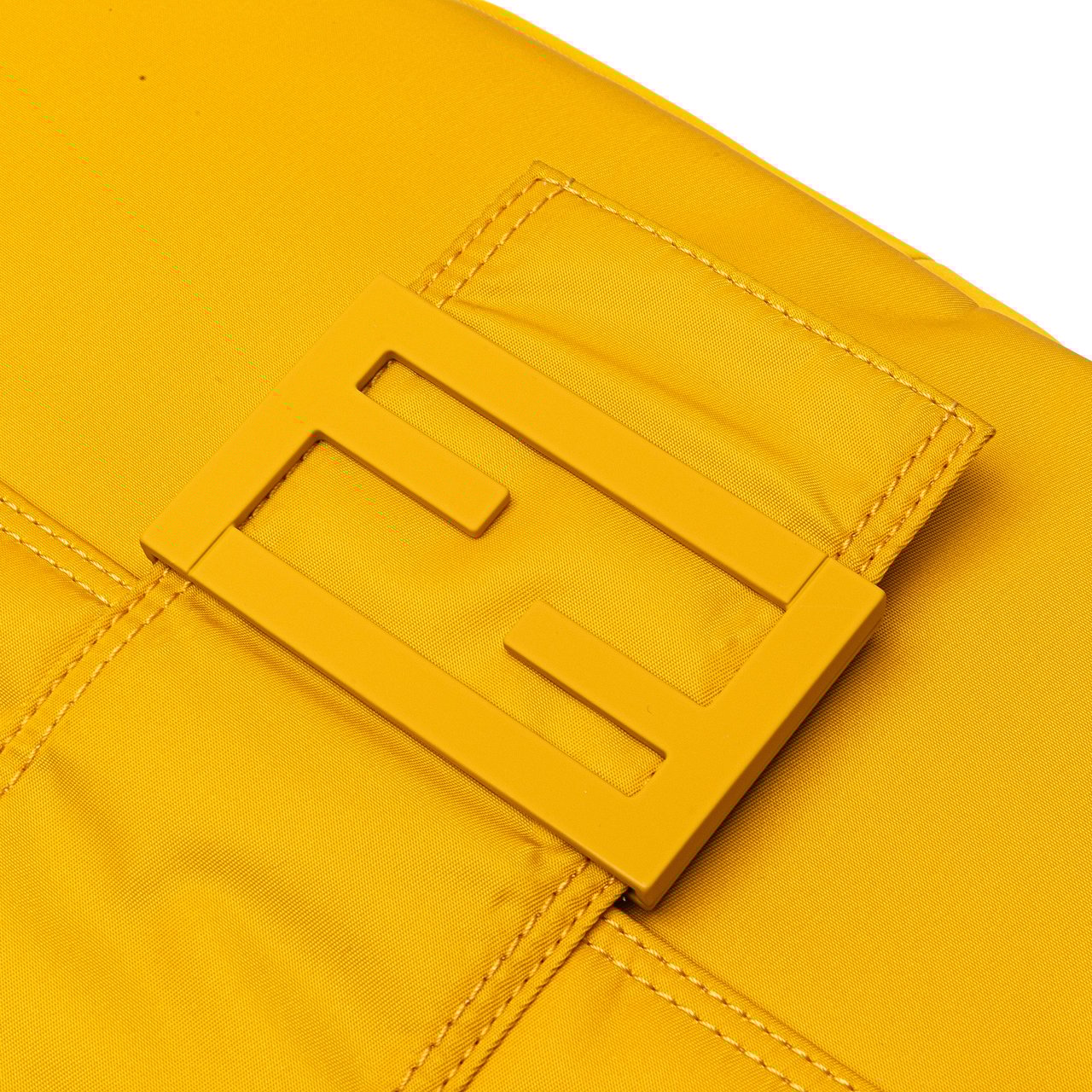 Fendi Large Econyl Nylon Baguette Satchel Geel