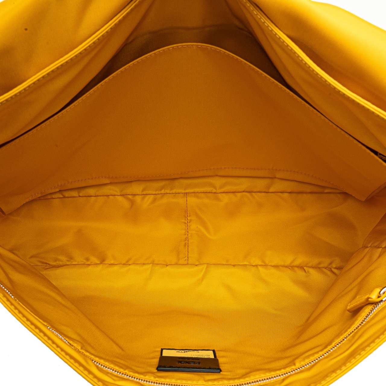 Fendi Large Econyl Nylon Baguette Satchel Geel