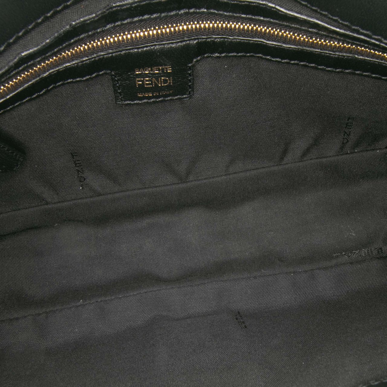 Fendi Zucca Embossed Leather Baguette Satchel Zwart