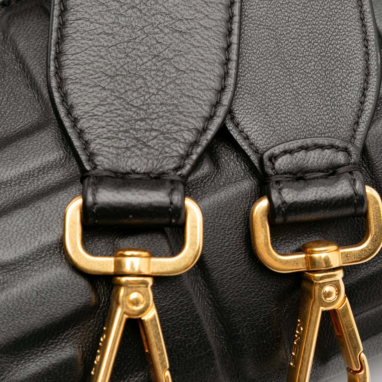 Fendi Zucca Embossed Leather Baguette Satchel Zwart