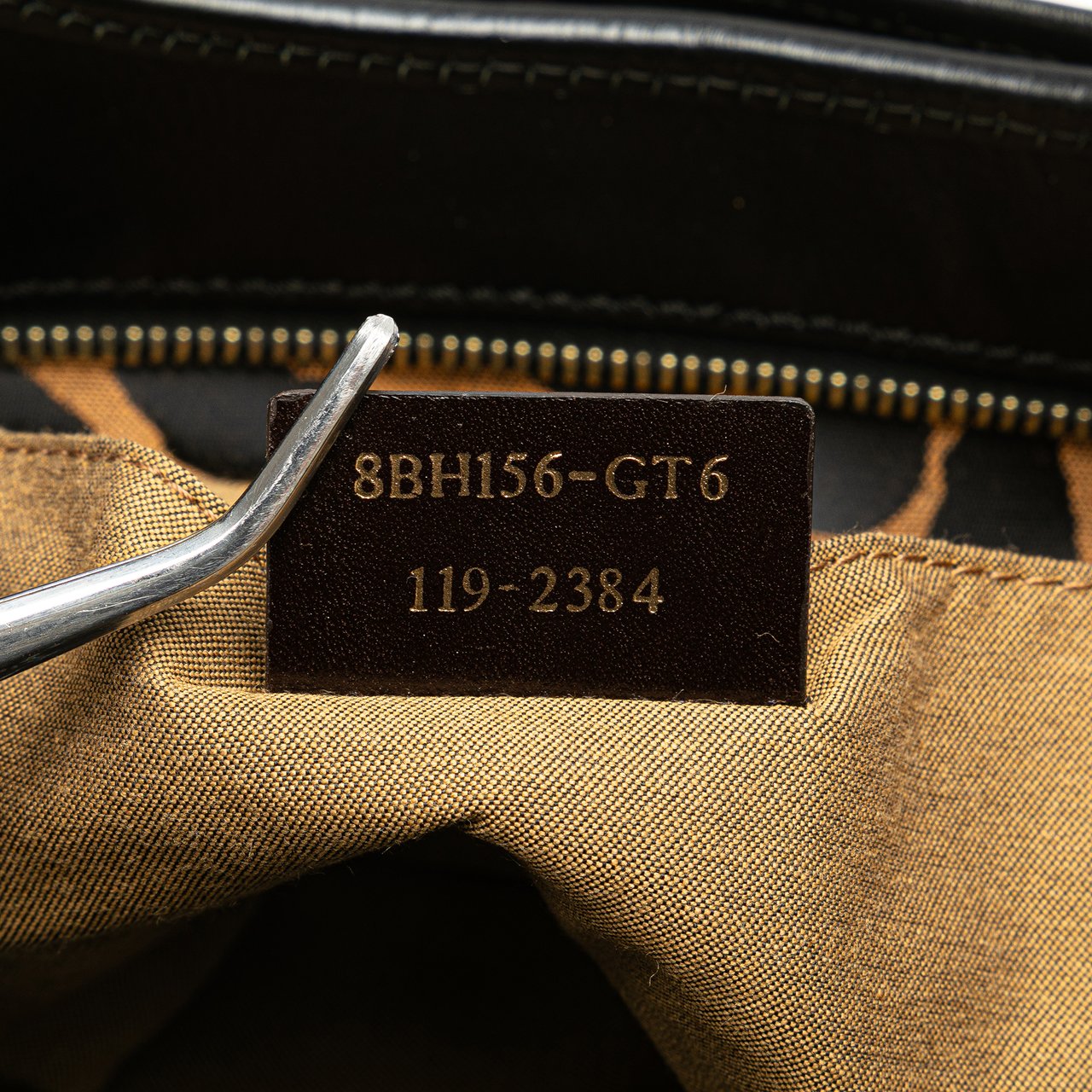 Fendi Leopard Print Chef Canvas Handbag Bruin