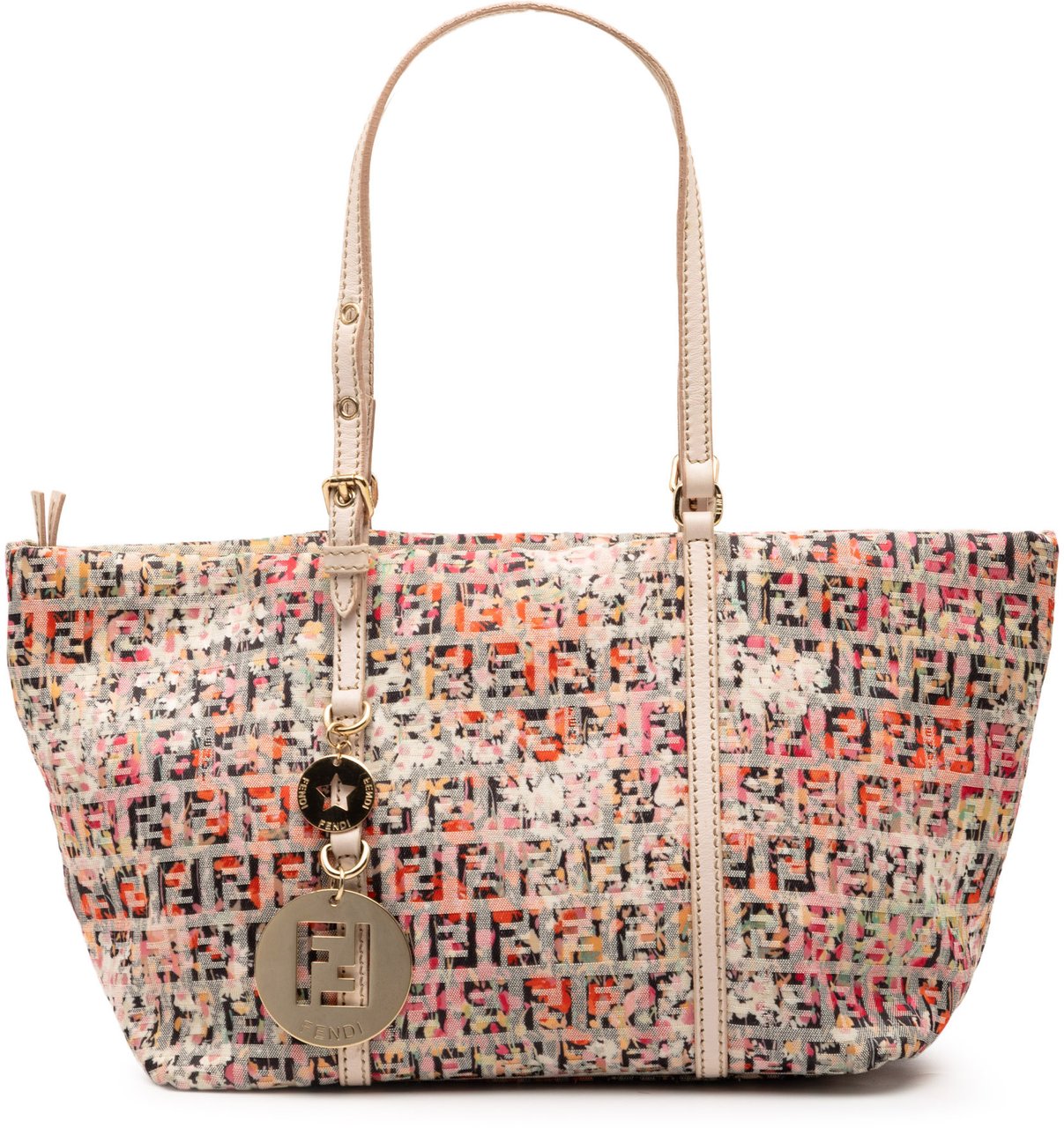 Fendi Mini Zucchino Canvas Floral Superstar Tote Roze