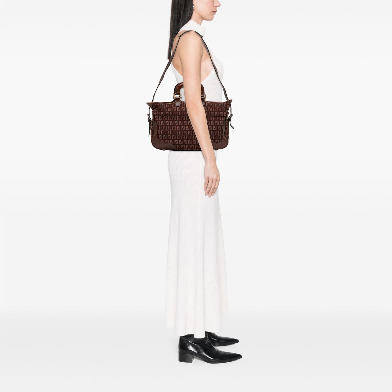 Fendi Zucchino Canvas Satchel Rood