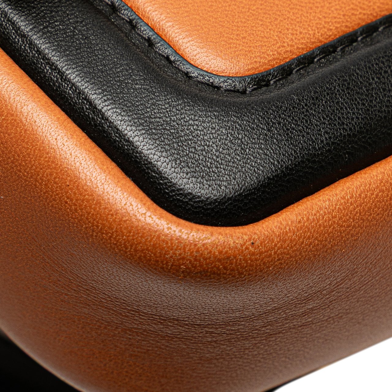 Fendi Mini Bicolor Nappa Apolo Chain Baguette Shoulder Bag Bruin