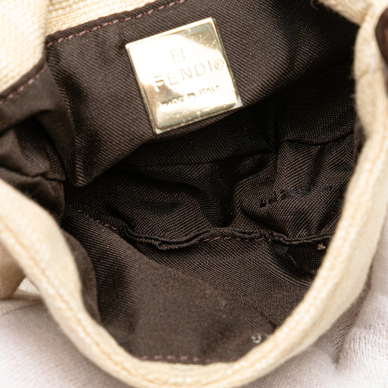 Fendi Mini Zucca Canvas Croissant Handbag Bruin