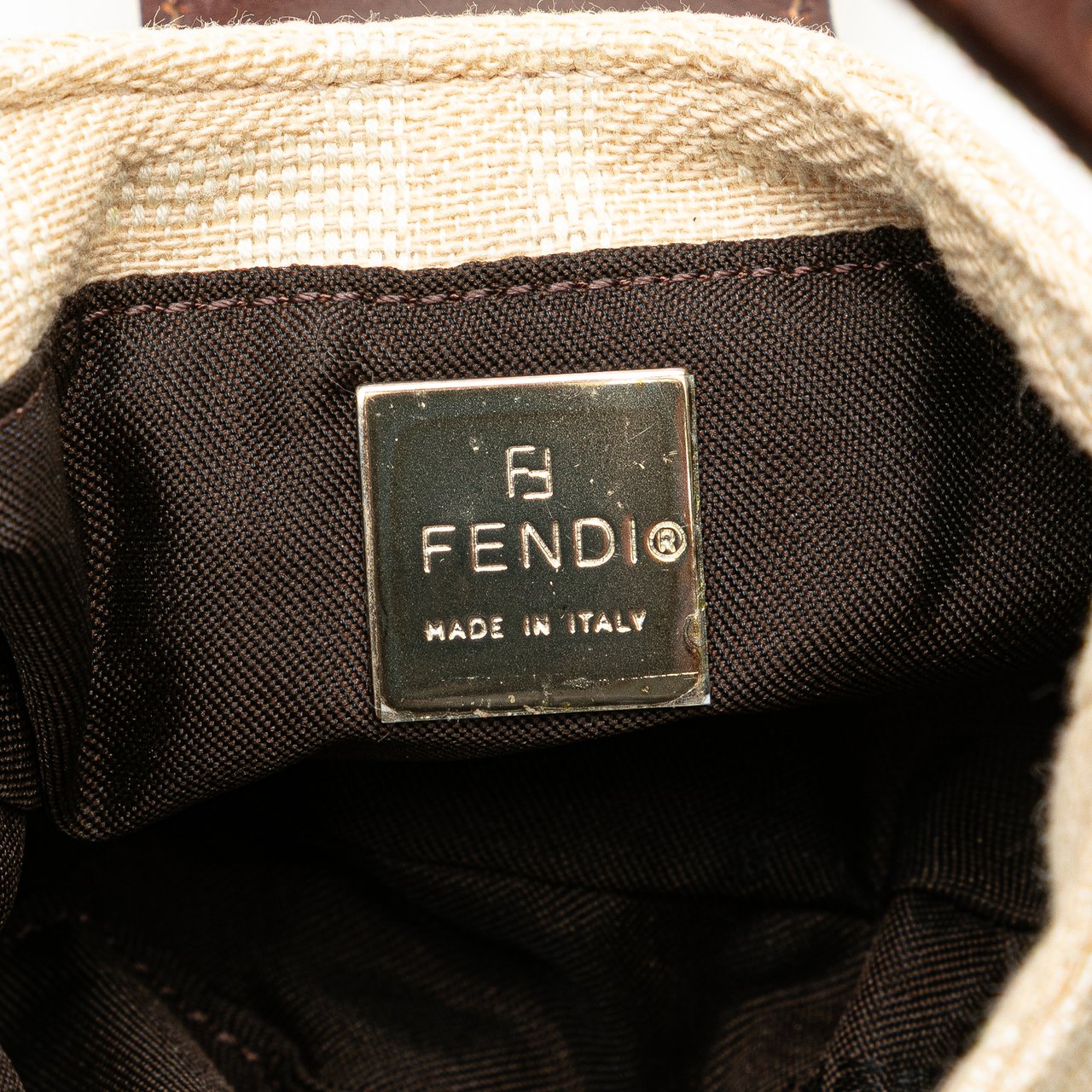 Fendi Mini Zucca Canvas Croissant Handbag Bruin