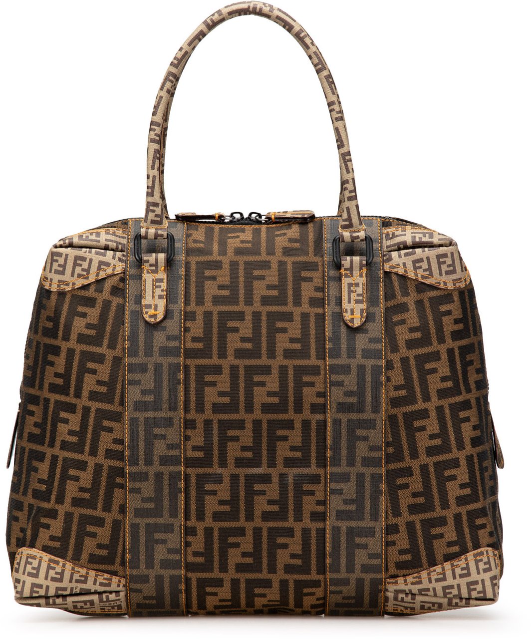 Fendi Large Zucca Canvas Mixed Media Tote Bruin