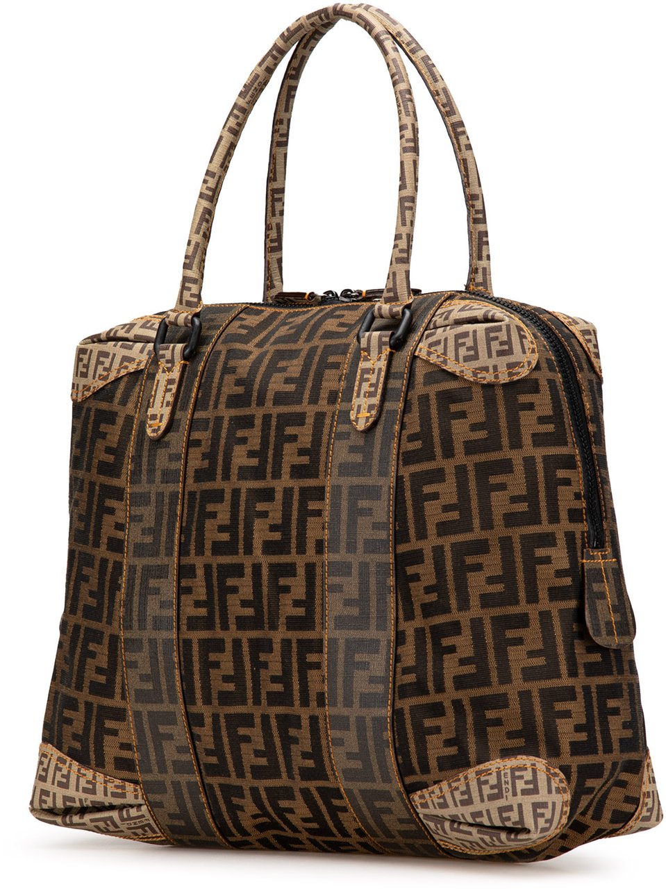 Fendi Large Zucca Canvas Mixed Media Tote Bruin