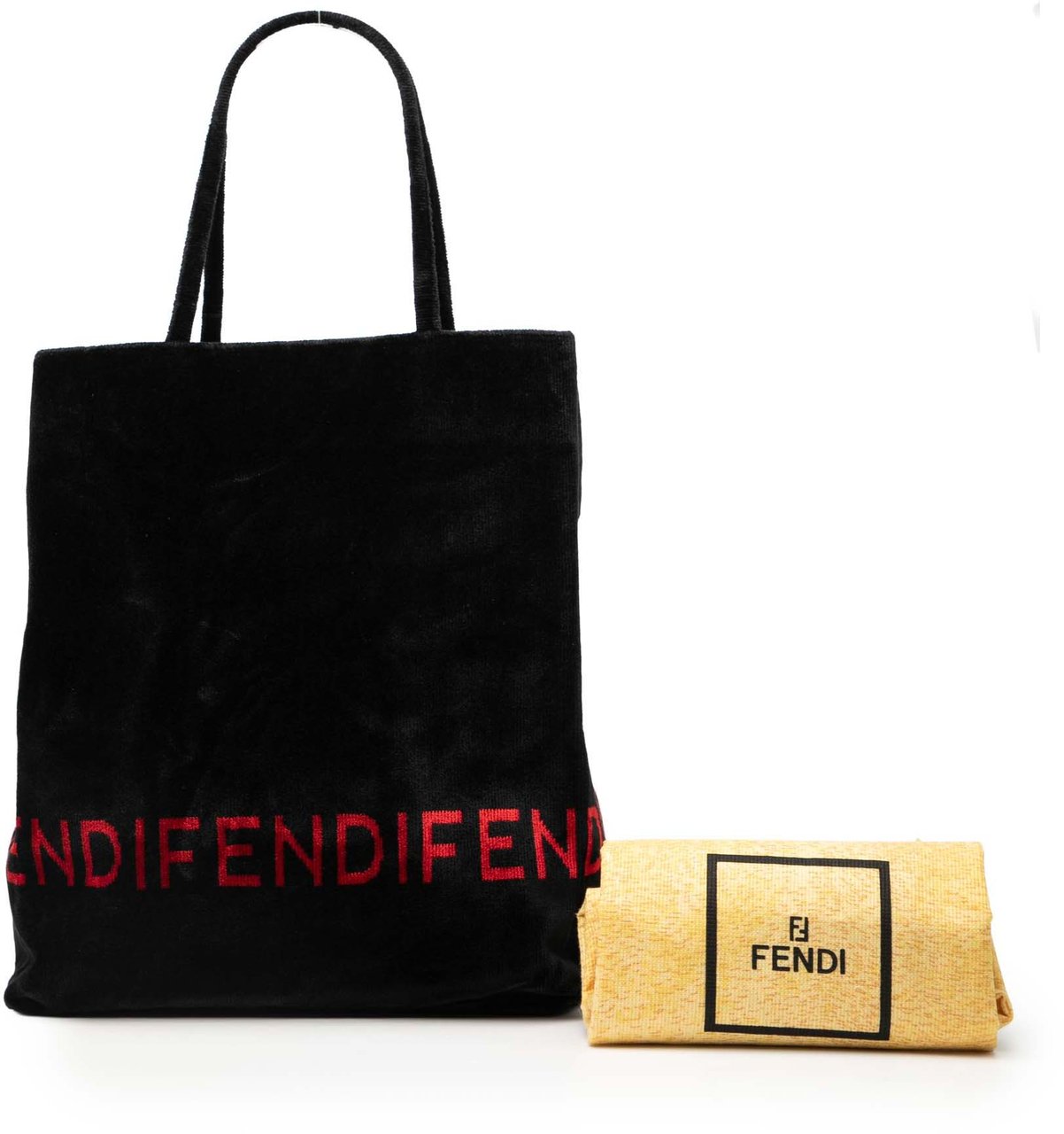 Fendi Velour Logo Tote Zwart