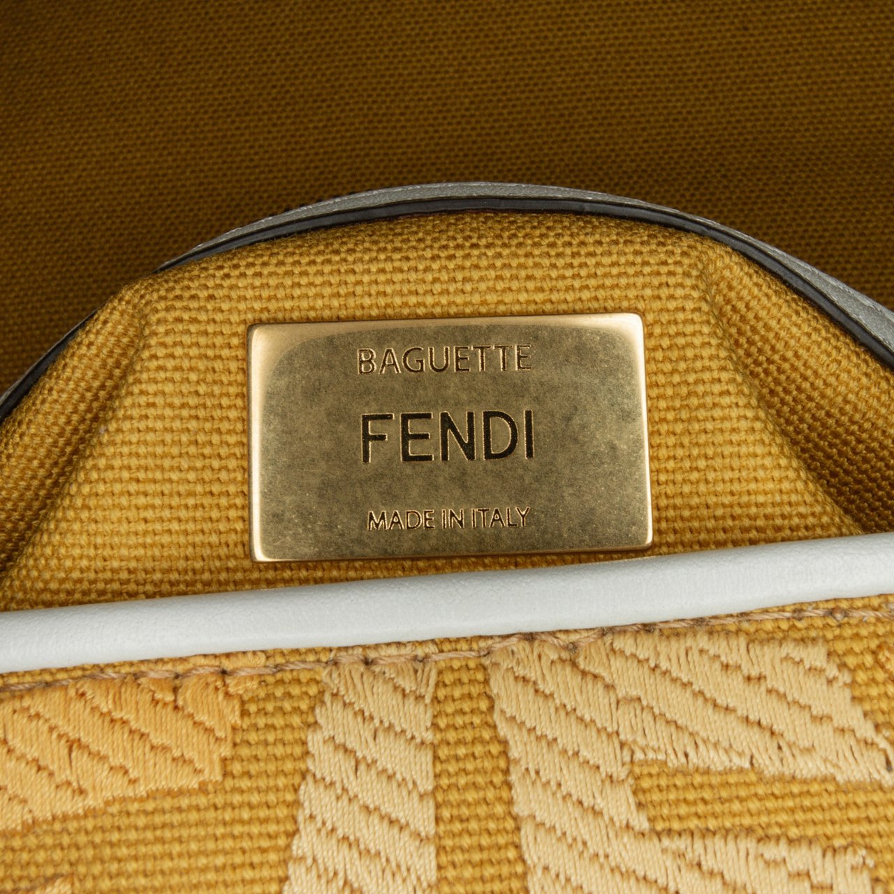 Fendi Sarah Coleman FF Canvas Fisheye  Baguette Satchel Geel
