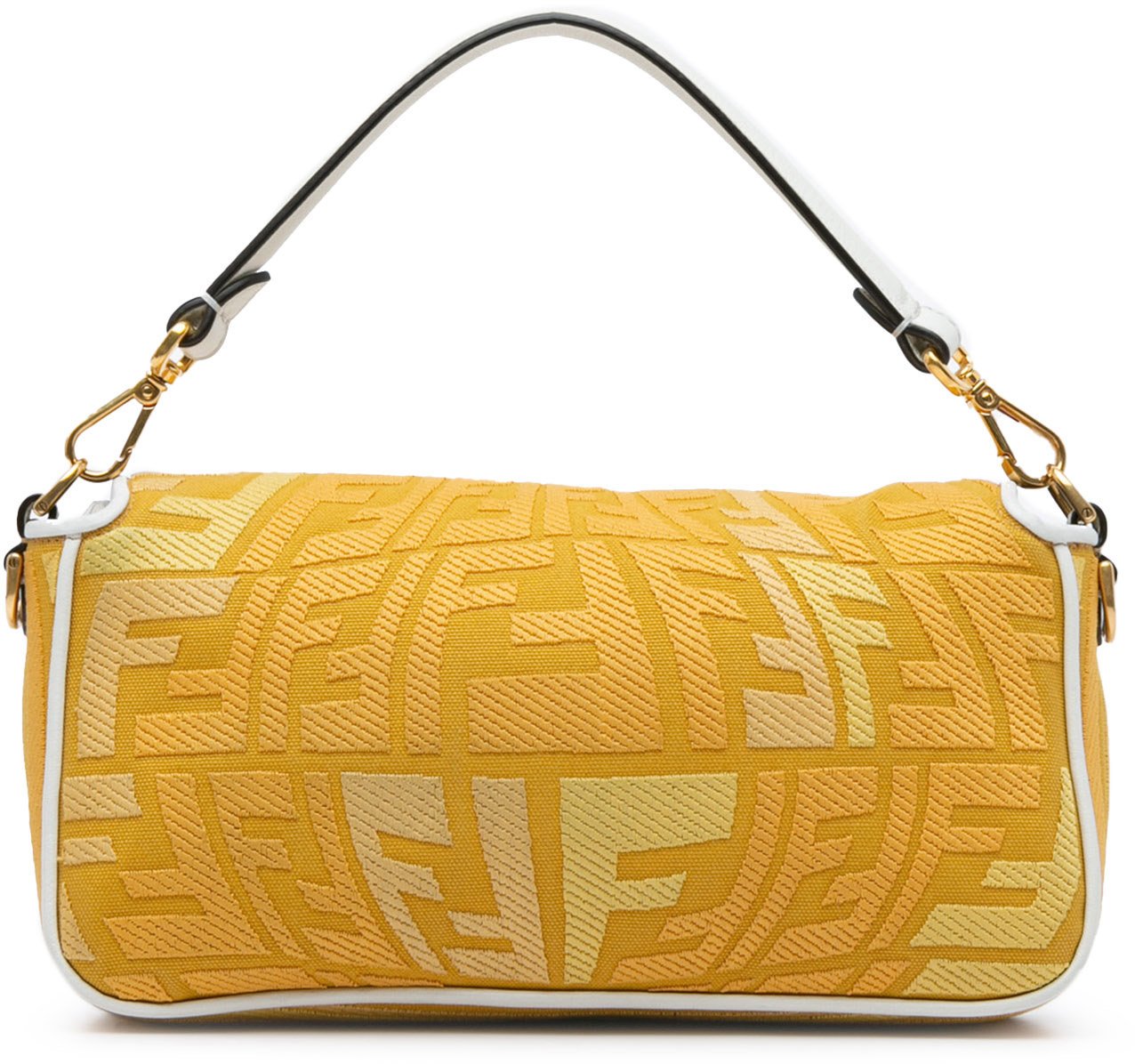 Fendi Sarah Coleman FF Canvas Fisheye  Baguette Satchel Geel