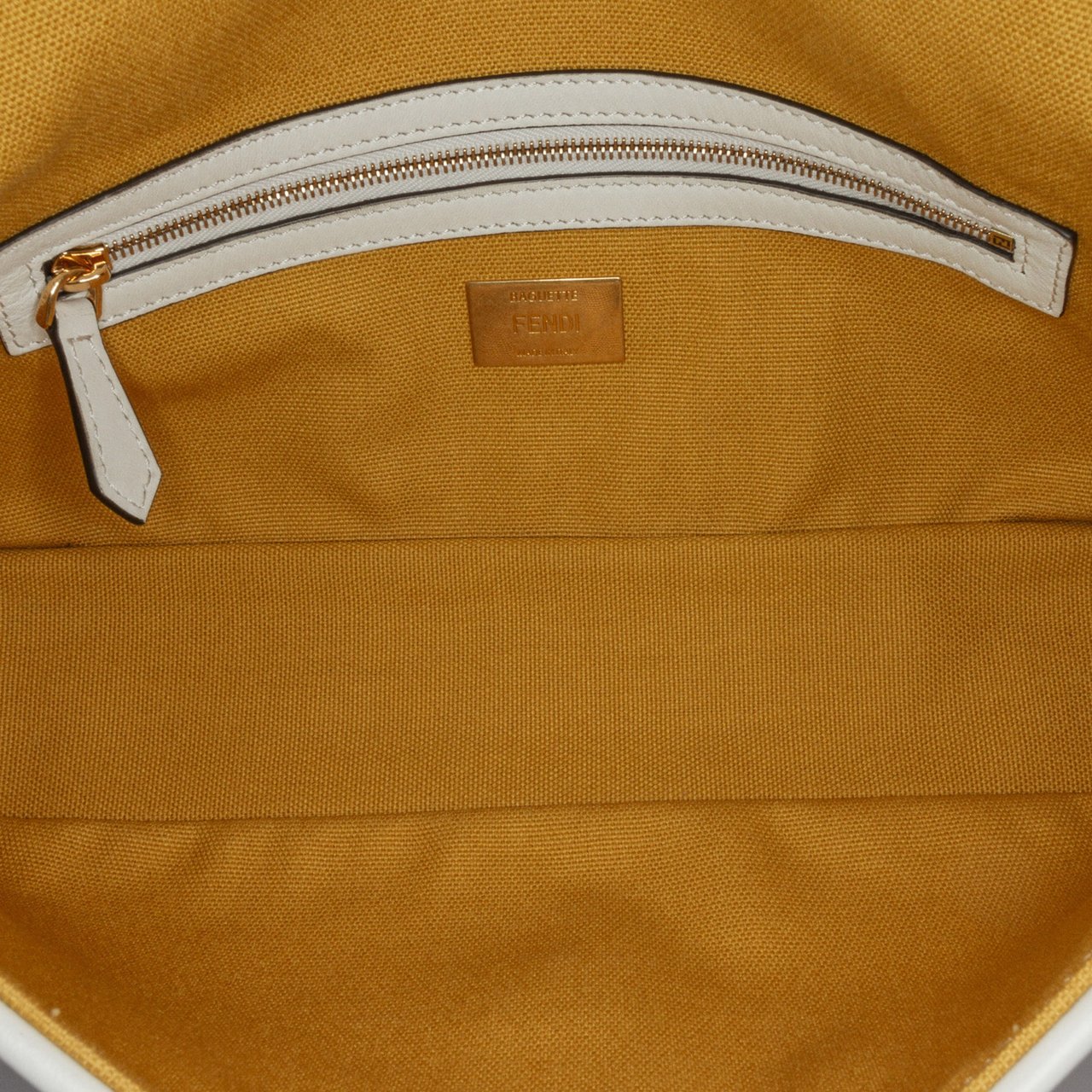 Fendi Sarah Coleman FF Canvas Fisheye  Baguette Satchel Geel