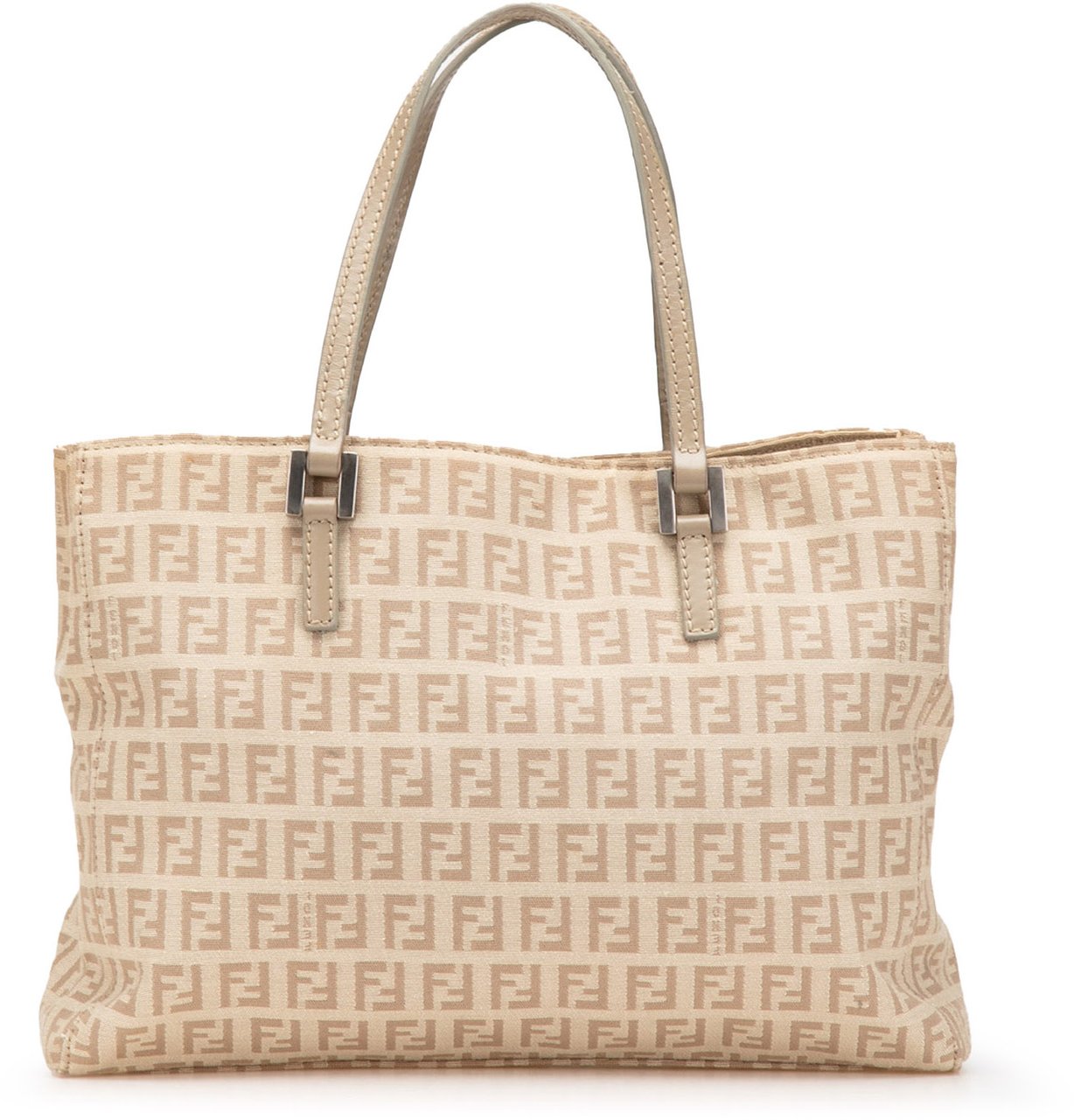 Fendi Zucchino Canvas Tote Bruin