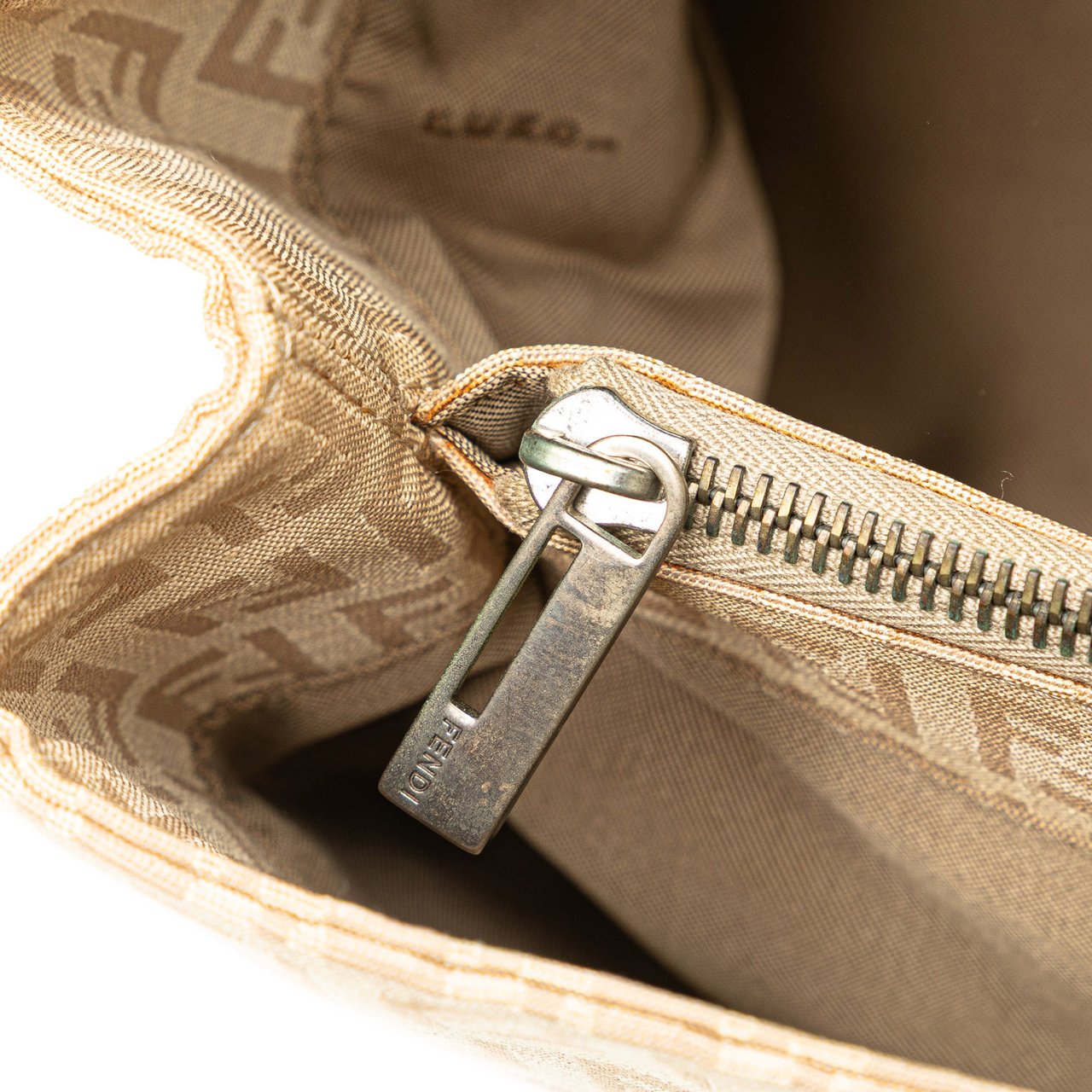 Fendi Zucchino Canvas Tote Bruin