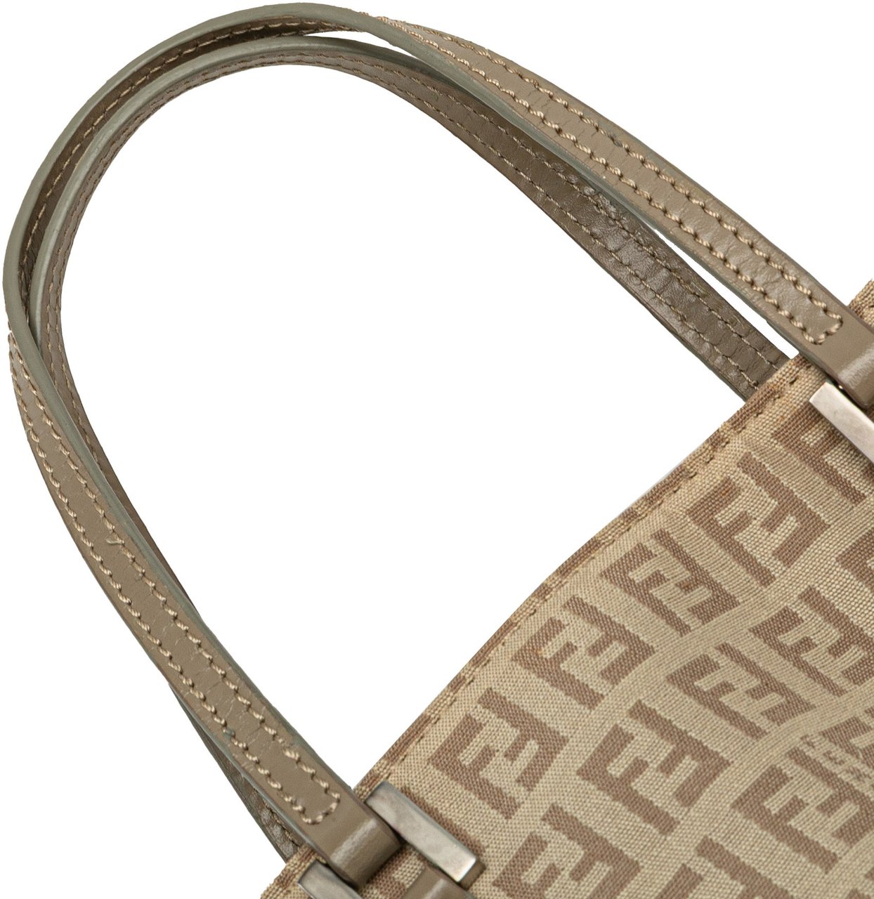 Fendi Zucchino Canvas Tote Bruin