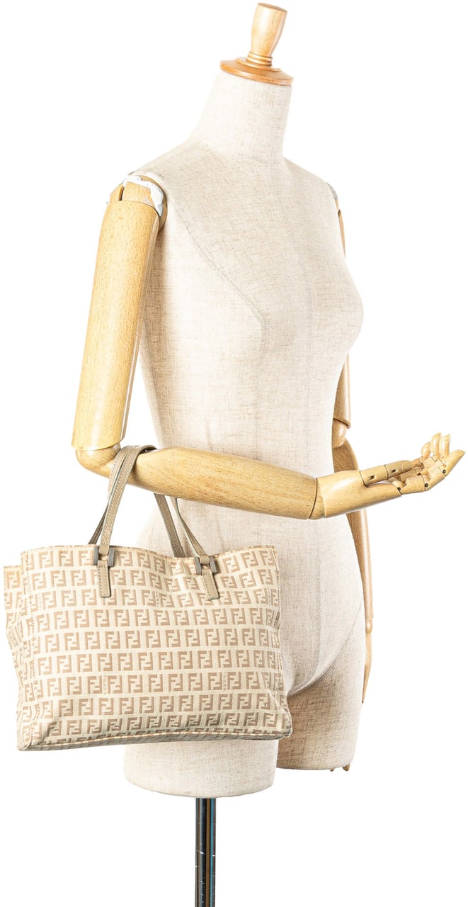 Fendi Zucchino Canvas Tote Bruin