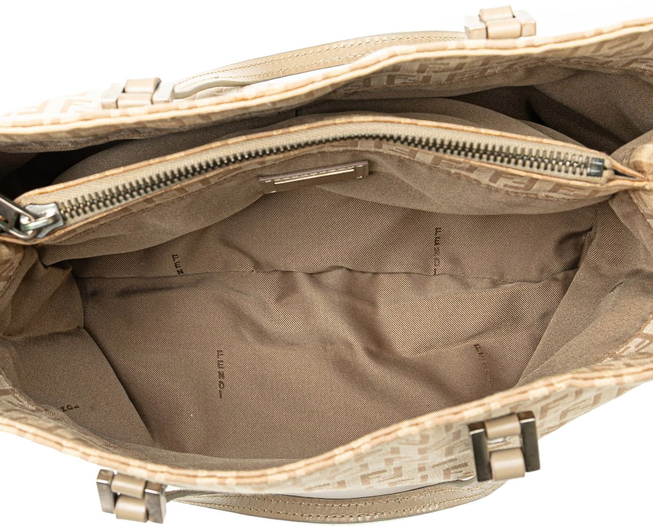 Fendi Zucchino Canvas Tote Bruin