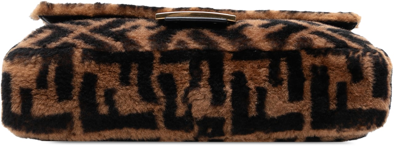 Fendi Medium Zucca Shearling Baguette Satchel Bruin