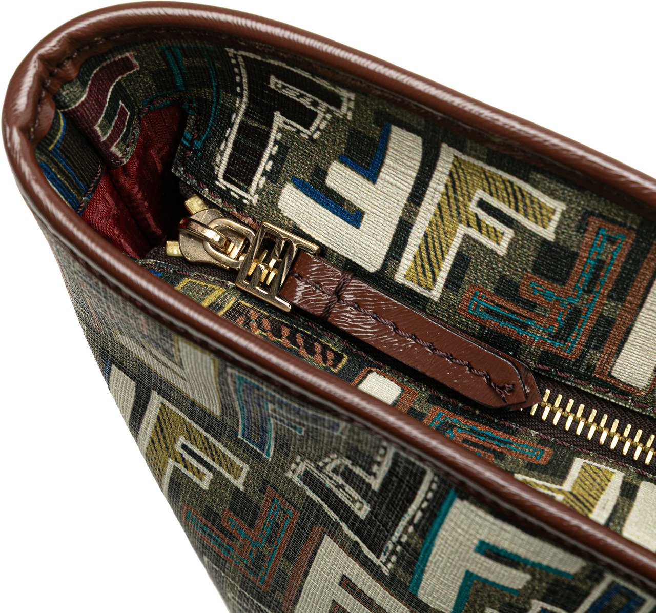 Fendi Medium Multicolor Zucca Spalmati Roll Tote Bruin
