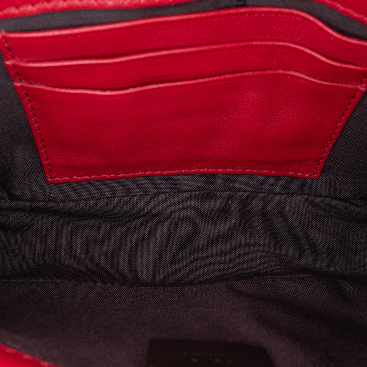 Fendi Mini Zucca Embossed Leather Baguette Satchel Rood